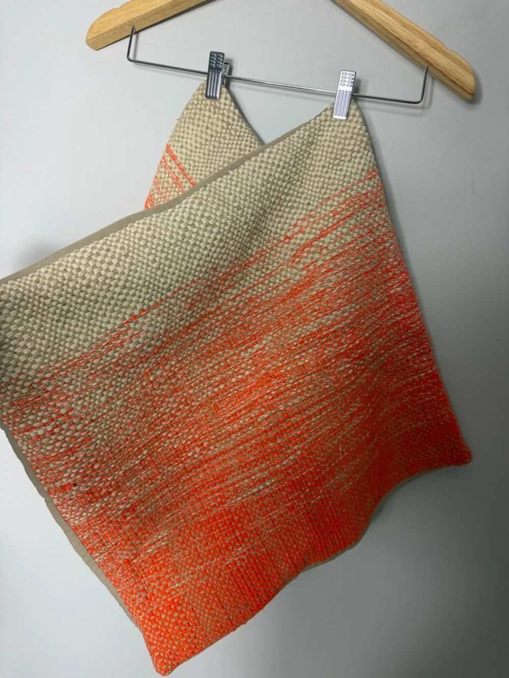 2 Crate & Barrel Pillow Sham Cases Covers Orange Tan Woven Cotton